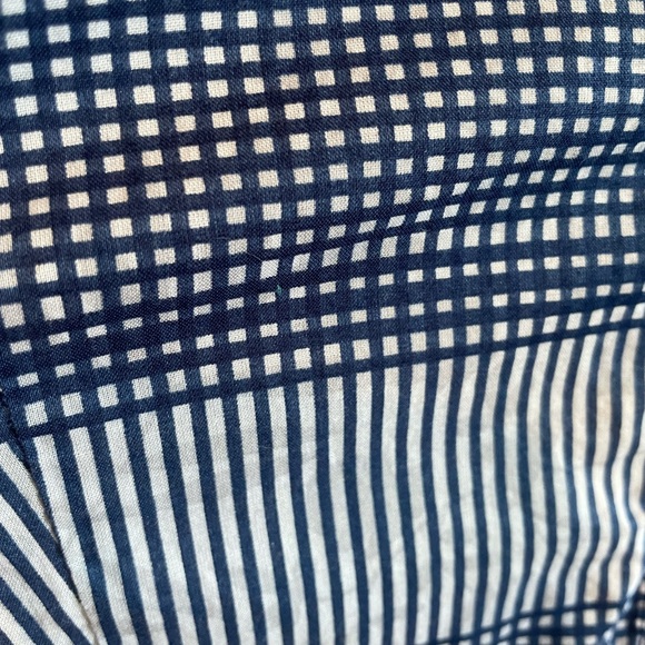 Nine West blue sleeveless check pattern button front pleated cotton dress size14 - Picture 12 of 16